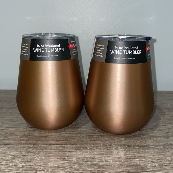 Insulated Wine Tumblers with Lids, 14 oz each, set of 2 - Picture 1 of 7
